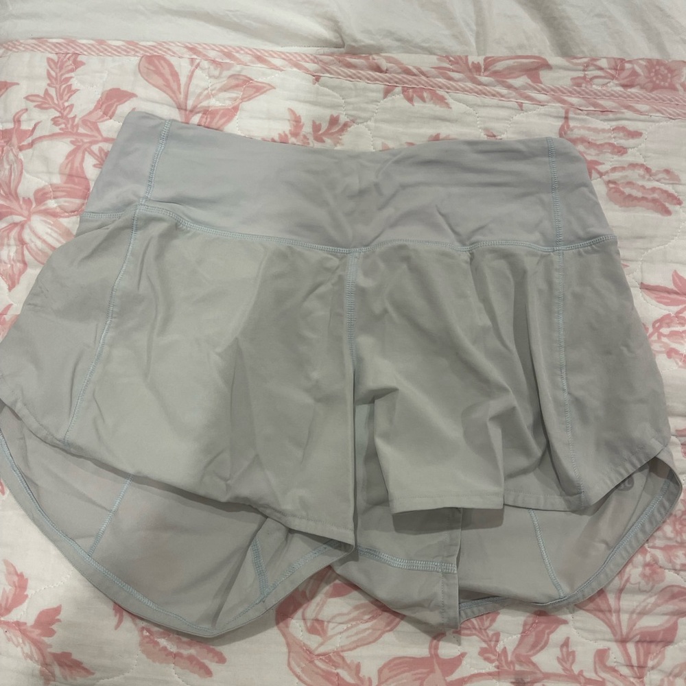 Pale blue lululemon speed up shorts